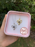 Colorful Butterfly Projection Necklace with Heart Shape Picture Pendant