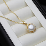 925 Silver Pendant With Pearl, Freshwater Pearl Necklace for Anniversary Gift
