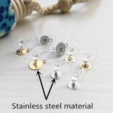20 PCS Stainless Steel Ear Clip Settings For Jewelry Making Resin Transparent