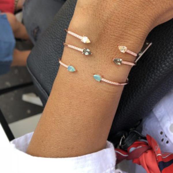 European cz Charm Bead Cuff Bangle & Bracelet Jewelry