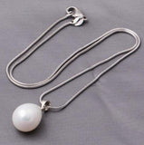 20mm Shell Pearl Pendant Necklace 925 Silver Chain Lady Gift