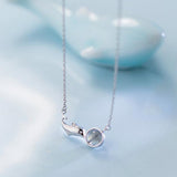 925 Silver Dolphin Moonstone Pendant Necklace for Women