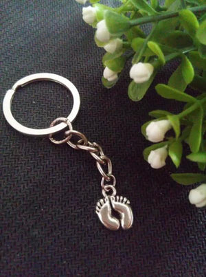 Hot Baby Footprints Charms Key Chain Ornaments Key Ring Jewelry Accessories DIY