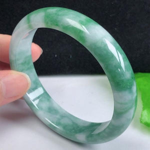 Zheru Jewelry Natural Green Myanmar Jade 54mm-62mm Bracelet