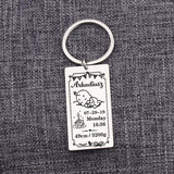 Baby Stats Keychain Personalized Name Date of Birth Weight Time Height