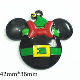 Plated Enamel Christmas Minnie Pendants w/ Dots & Green Bow - 10pcs/lot