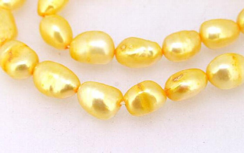 Rice Yellow Freshwater Pearl Loose Beads Full Strand DIY Necklace Material