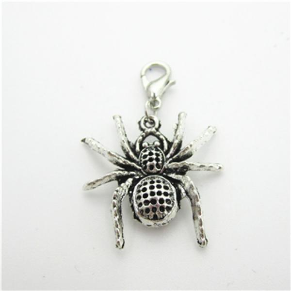 20pcs Halloween Spider Charms Dangle Hanging Lobster Clasp Beads DIY Jewelry