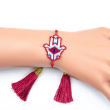 YASTYT Evil Eye Bracelet Hand Shape Tassels For Women