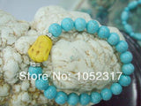10mm Howlite Bead Yellow Buddha Bracelet with Rhinestone - Adjustable Style