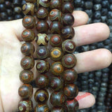 Tibetan Dzi Eyes beads Natural Green agat Stone Buddhism Round Loose bead 10MM