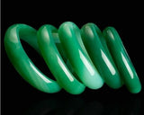Natural Green Round Bangles Charm Bracelet Hand-Carved