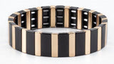 Rainbow Bracelet Enamel Tile Alloy Beaded Stackable Elasticity Bangles