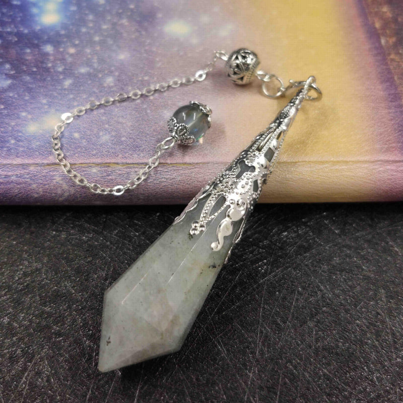 Natural Labradorite Pendulum for Dowsing Stone Pendant