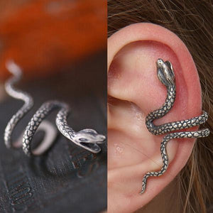 Antique 925 Sterling Silver Snake Clip Earrings for Women