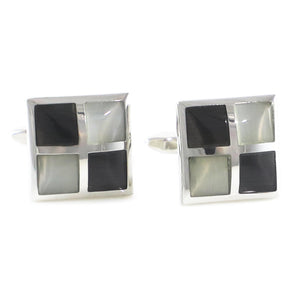 Curved Square Grey Cats Eye Stone Cufflinks Father's Birthday Cuff Links