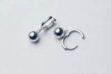 925 Silver Polished Lucky Ball Loop Huggie Earrings