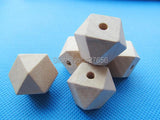 50pcs 20mm Unfinished Wood Spacer Beads,14 Hedron Geometric Figure Beads