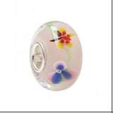 925 Silver 3D Colorful Goldfish Flowers Charm Bead for Bracelet