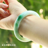 Natural Burmese Jadeite Light Green Two-tone Bracelet 54-62mm
