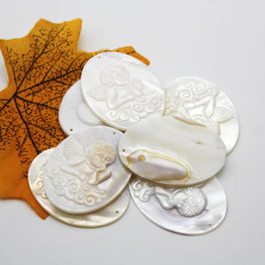 Freshwater Shell Beads Oval Carving Pendant Mother Of Pearl DIY Jewelry Making