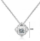 Moissanite Square Cube Pendant Necklace 925 Sterling Silver Chain