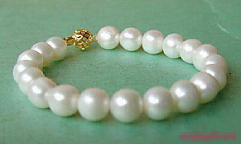 Pearl Bracelet 18KGP Ball Clasp Real Freshwater Jewelry