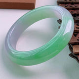 Zheru Jewelry Natural Burmese Green Two-Color Jadeite 54mm-64mm Bracelet