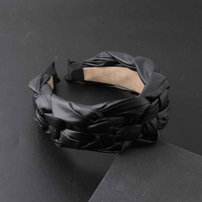 Braided Leather Hair Hoop Wide Brim Headwear