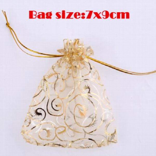 Circle Pattern Beads Organza Jewelry Pouch Wedding Favor Small Bag