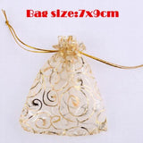 Circle Pattern Beads Organza Jewelry Pouch Wedding Favor Small Bag