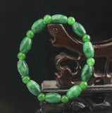 Natural Jade Hand Green Beads Bangle Elastic Bracelet