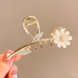 Golden Daisy Rhinestone Hair Clip
