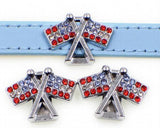 20/50PCS 10MM Rhinestone Flag Slide Charm DIY for Wristband Bracelet Keychains