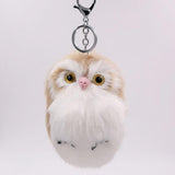 Fluffy Owl Keychain & Pendant Women Key Ring Faux Bunny Rabbit Fur Pompoms