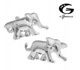 iGame Elephant Cufflinks Silver Novelty Animal Gift For Men