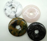 40mm Natural Stone Quartz Crystal Safety Button Pendant for DIY Jewelry Making