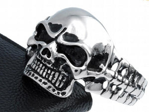 316L Stainless Steel Skull Bone Men's Biker Bracelet Open Cuff Bangle