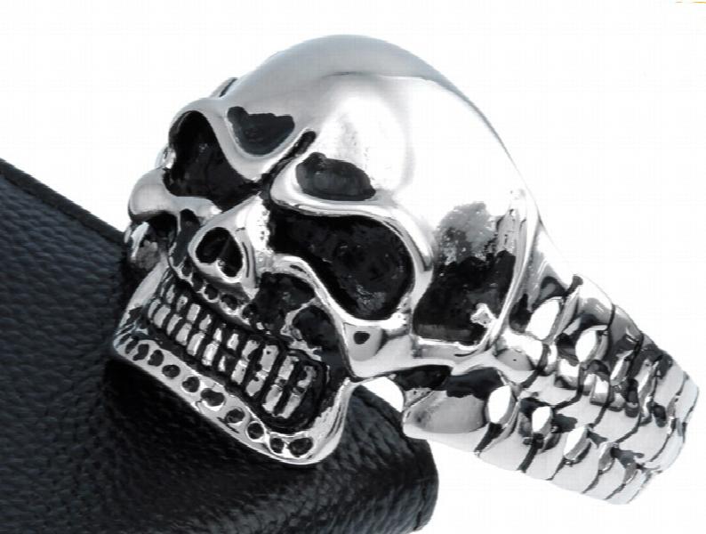 316L Stainless Steel Skull Bone Men's Biker Bracelet Open Cuff Bangle