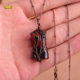 Hand Carved Wire Wrapped Stone Female Body Crystal Pendant