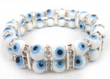 8mm Double Row Evil Eye Bracelet with Crystal Spacer