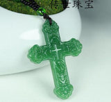 Myanmar Natural Jade Chalcedony Cross Pendant Inlaying Worker Present