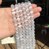 Natural Cat Eye Stone Beads High Selenite Loose Smooth Beads