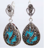 Vintage Turquoise Teardrop Silver Earrings