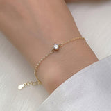 925 Silver Zircon Bead Chain Bracelet Women Fine Jewelry