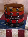 Lot 5pc Top Grain Leather Wristband Bracelet Cuff Men Unisex