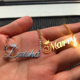 DOREMI Name Necklace w/Crown, crown necklace, Personalized Pendant