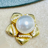 9-10mm Natural Pearl Flower Pendant Necklace 925 Sterling Silver Fine Jewelry