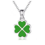 Girls Red Green Clover Pendant Necklace Women Silver 925 Clavicle Necklace Gift