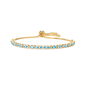 HECHENG 18K Gold Plated Eye Bracelet Enamel Adjustable for Women